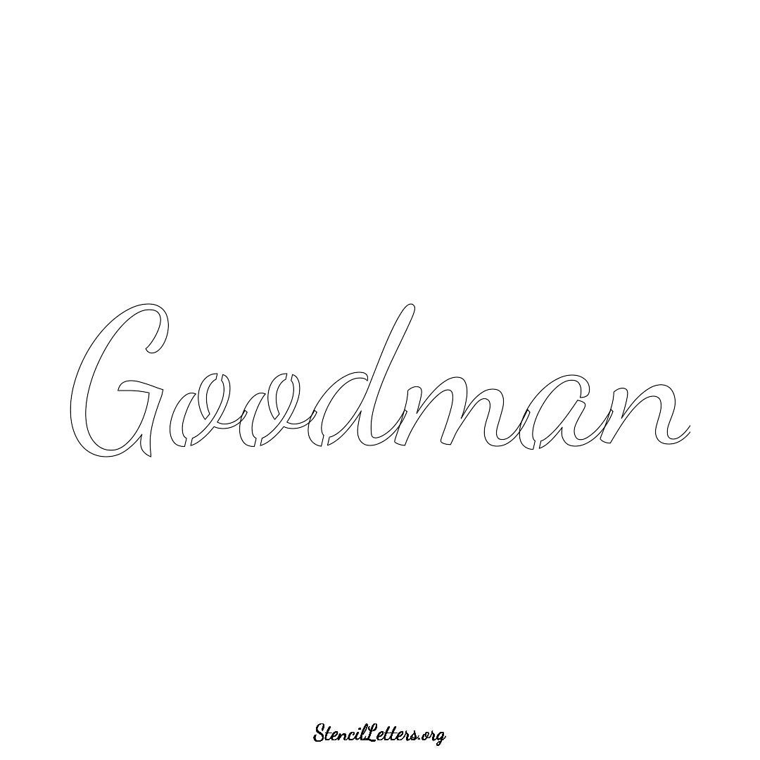 Goodman name stencil in Cursive Script Lettering