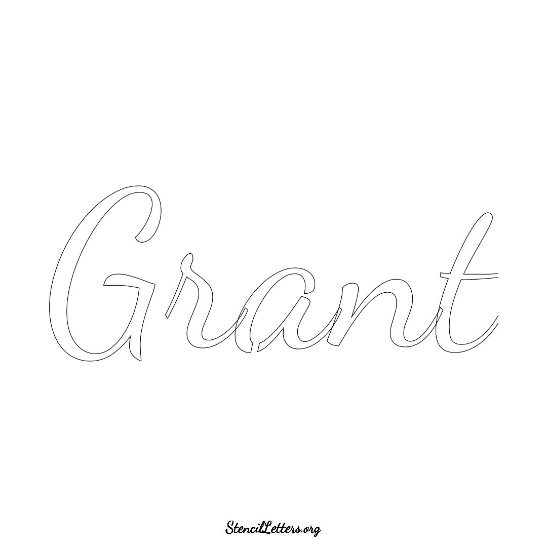 Grant name stencil in Cursive Script Lettering