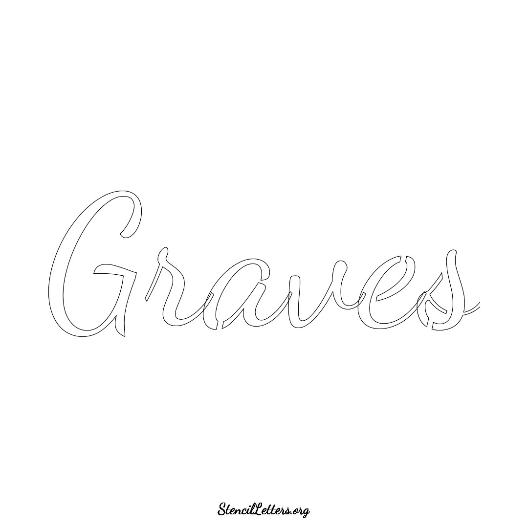 Graves name stencil in Cursive Script Lettering