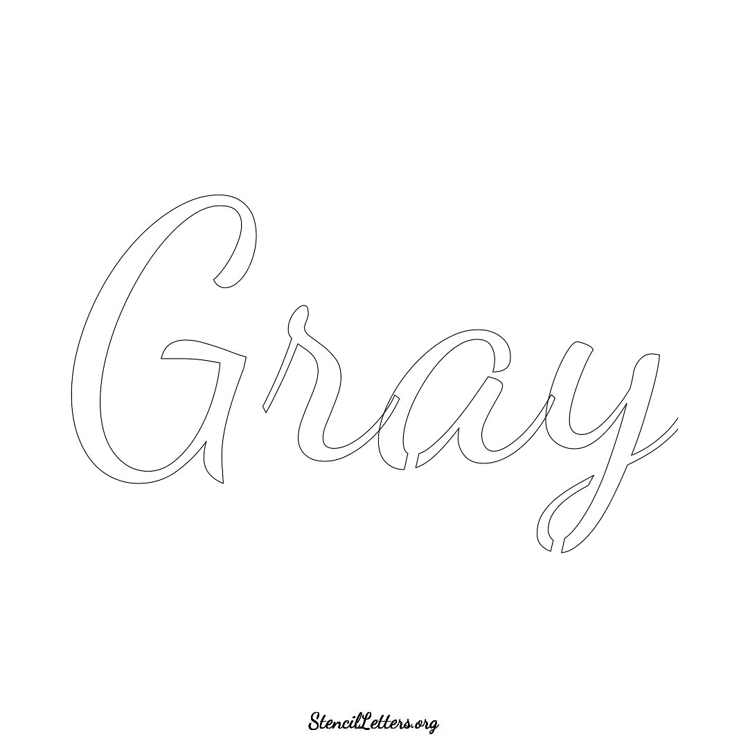 Gray name stencil in Cursive Script Lettering