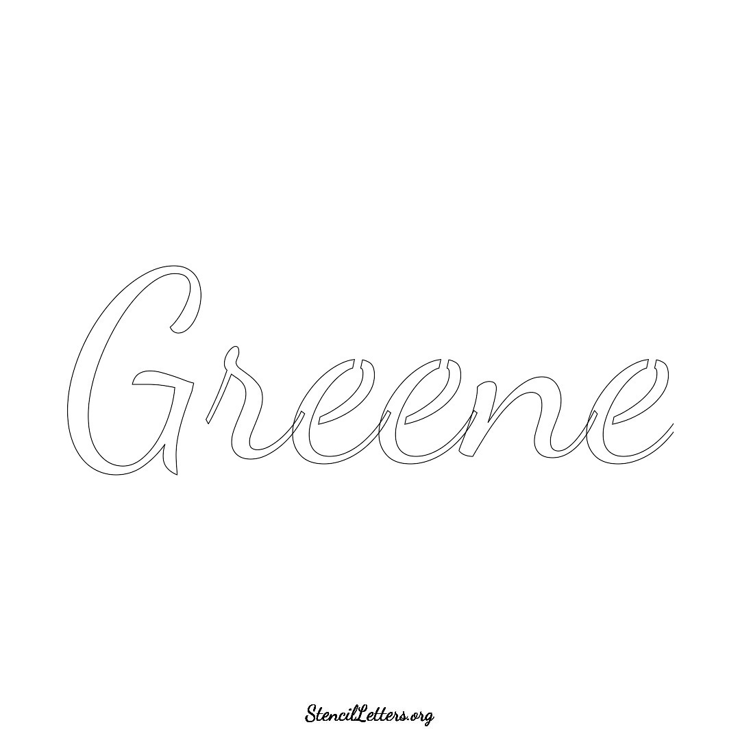 Greene name stencil in Cursive Script Lettering