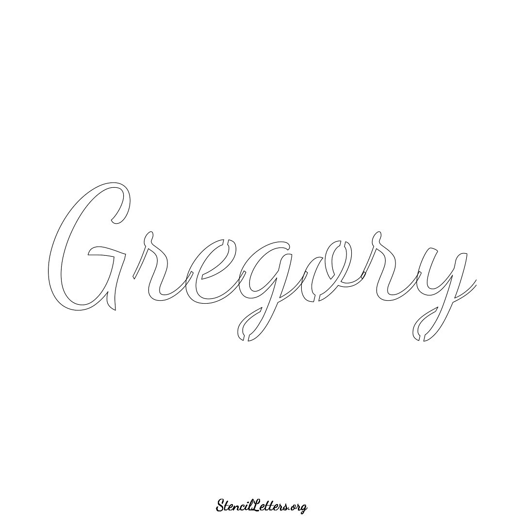 Gregory name stencil in Cursive Script Lettering