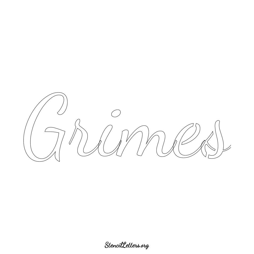 Grimes name stencil in Cursive Script Lettering