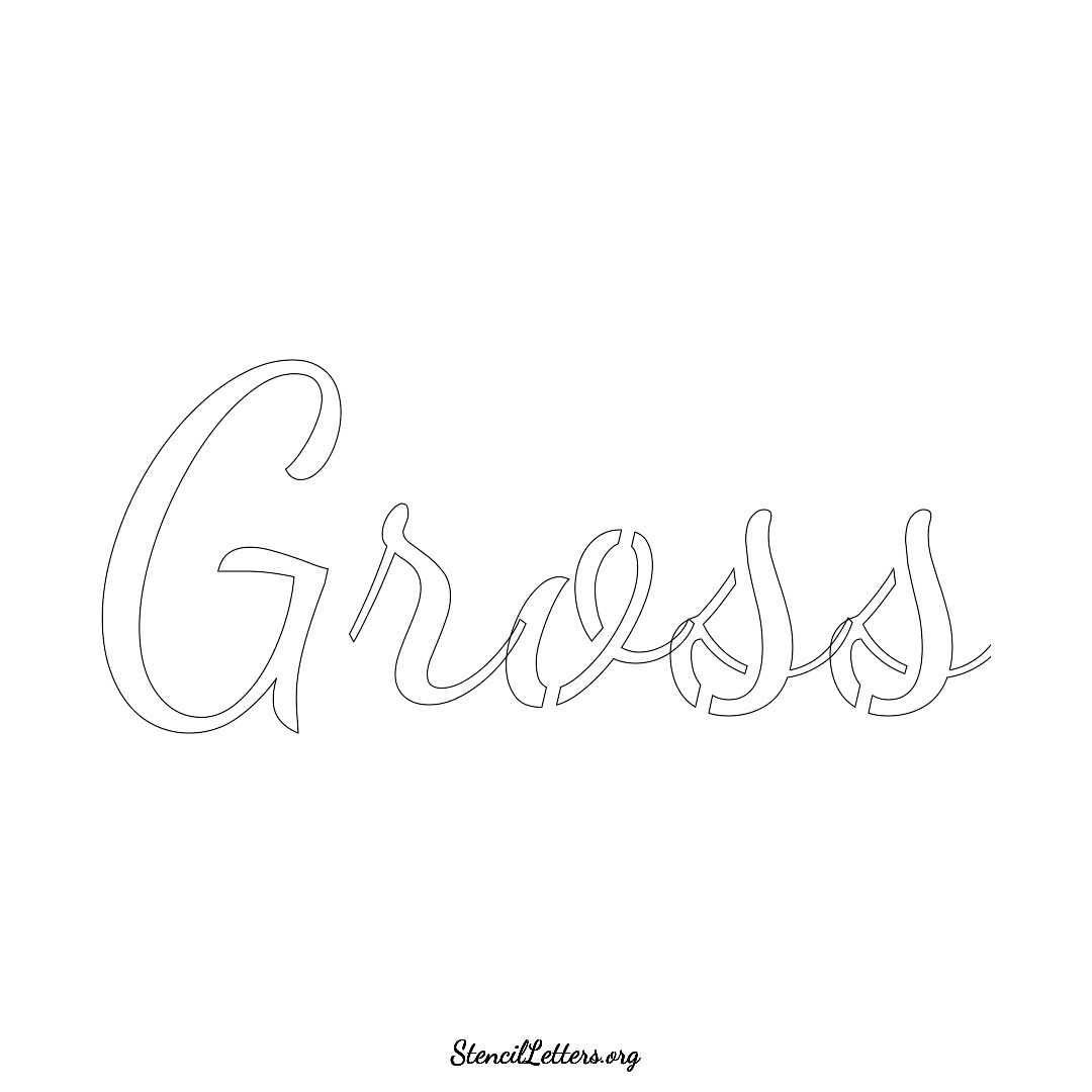 Gross name stencil in Cursive Script Lettering