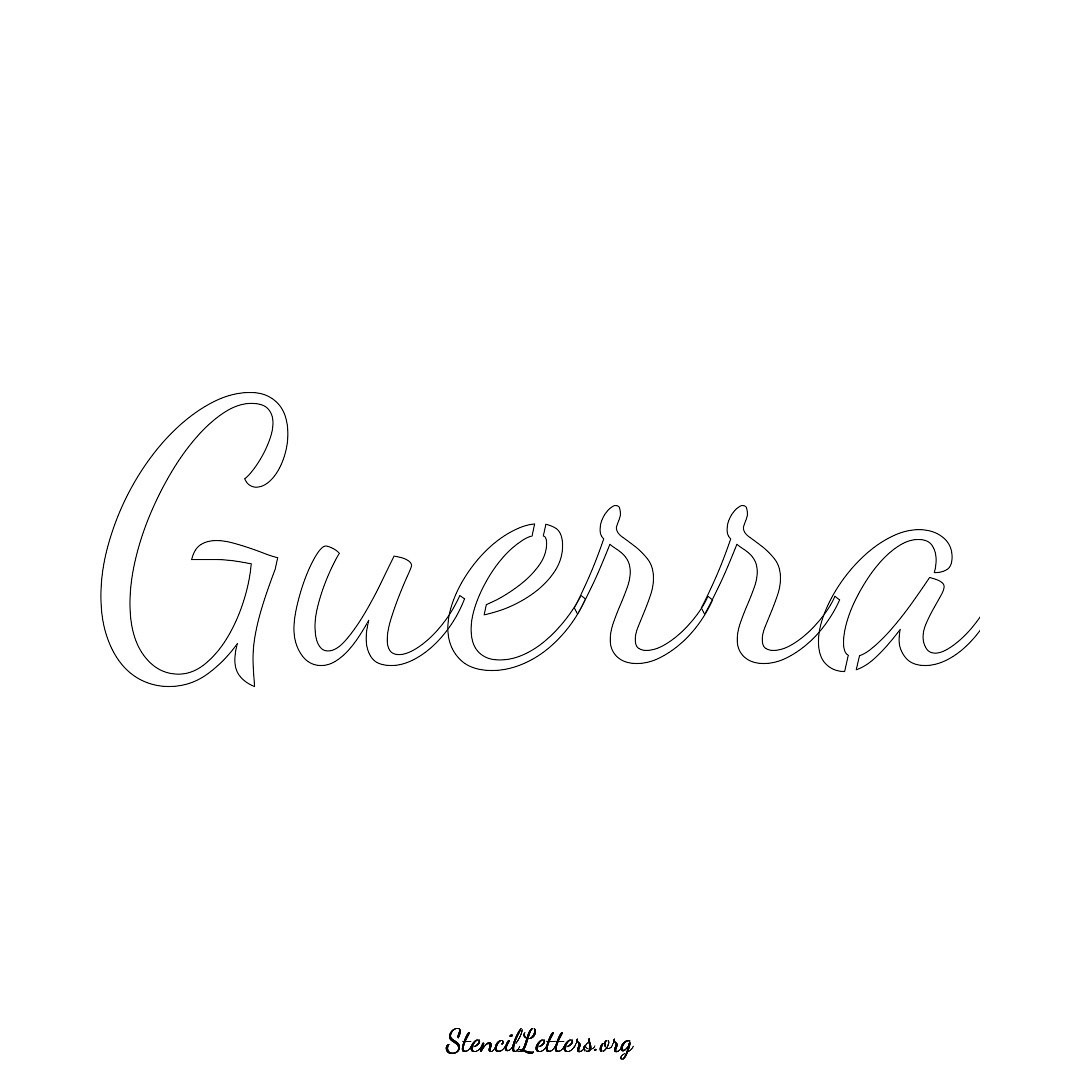 Guerra name stencil in Cursive Script Lettering