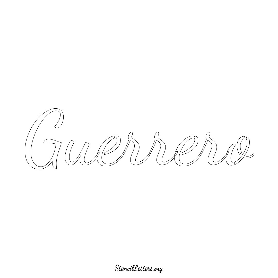 Guerrero name stencil in Cursive Script Lettering