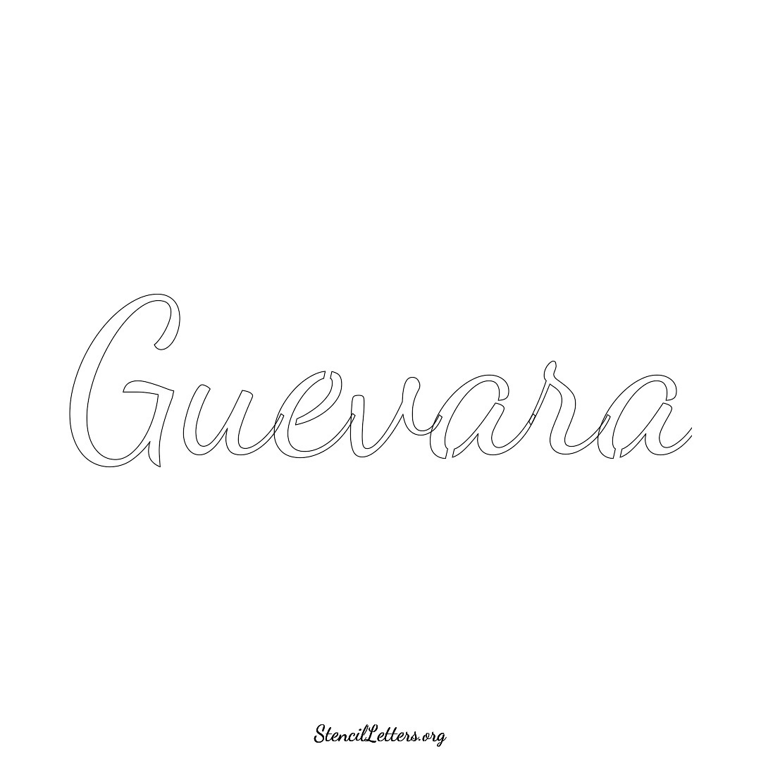 Guevara name stencil in Cursive Script Lettering