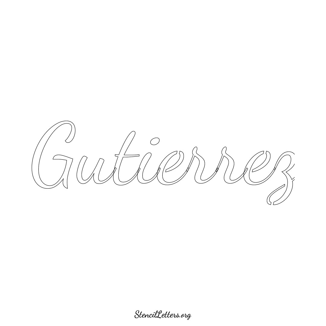 Gutierrez name stencil in Cursive Script Lettering