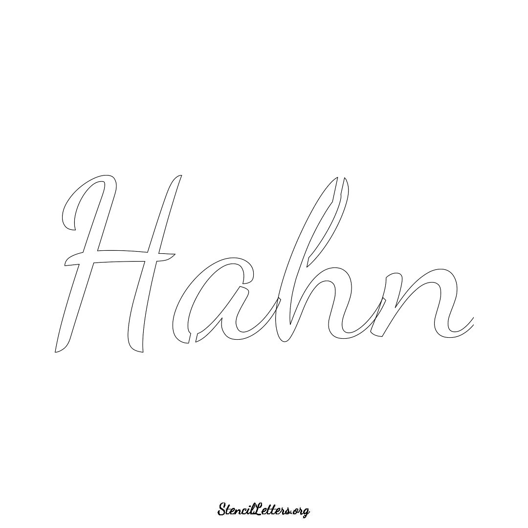 Hahn name stencil in Cursive Script Lettering