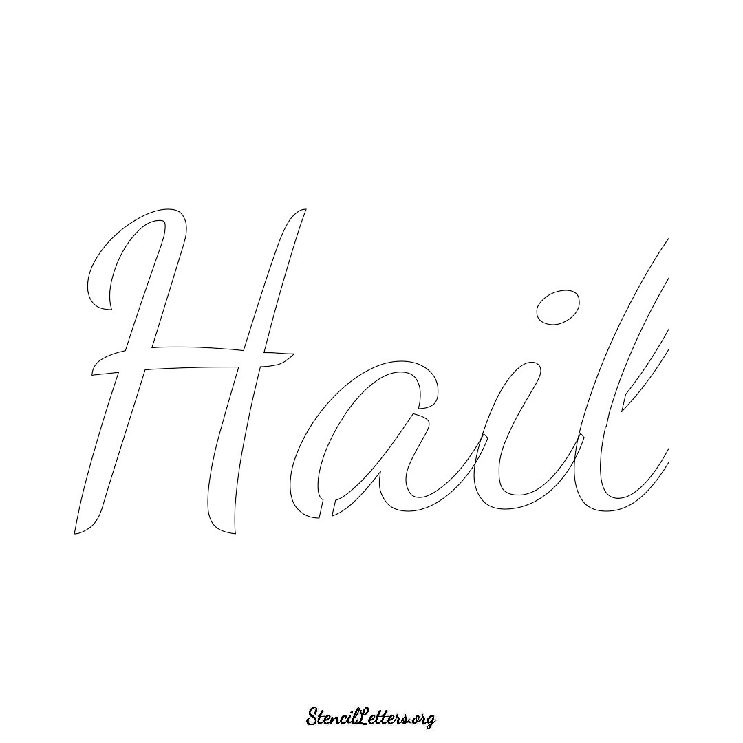 Hail name stencil in Cursive Script Lettering