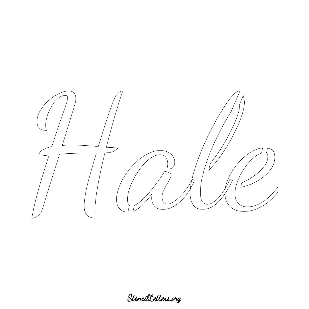 Hale name stencil in Cursive Script Lettering