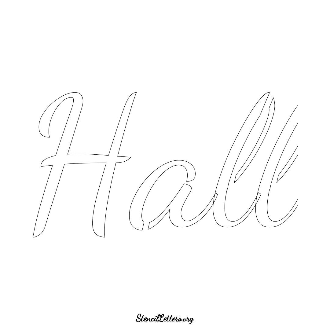 Hall name stencil in Cursive Script Lettering