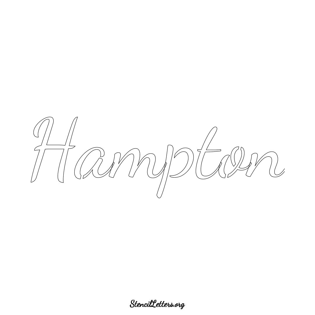 Hampton name stencil in Cursive Script Lettering