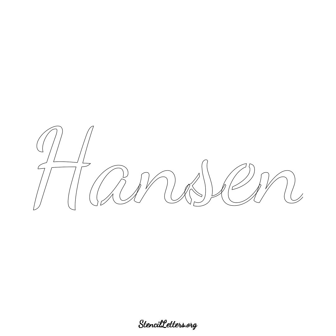 Hansen name stencil in Cursive Script Lettering