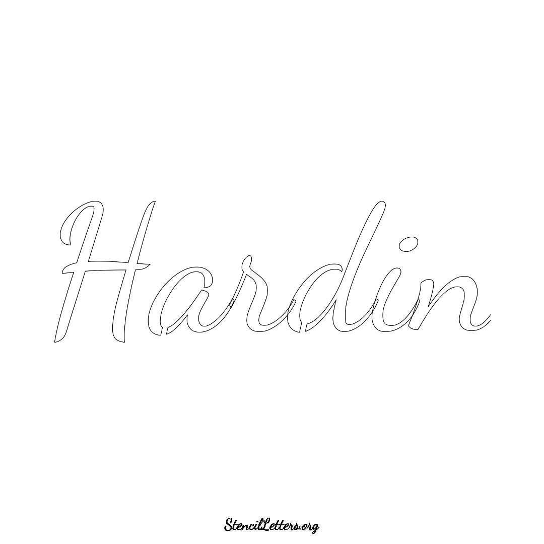 Hardin name stencil in Cursive Script Lettering