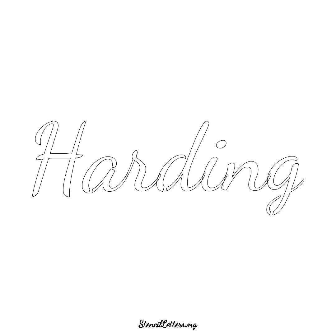 Harding name stencil in Cursive Script Lettering