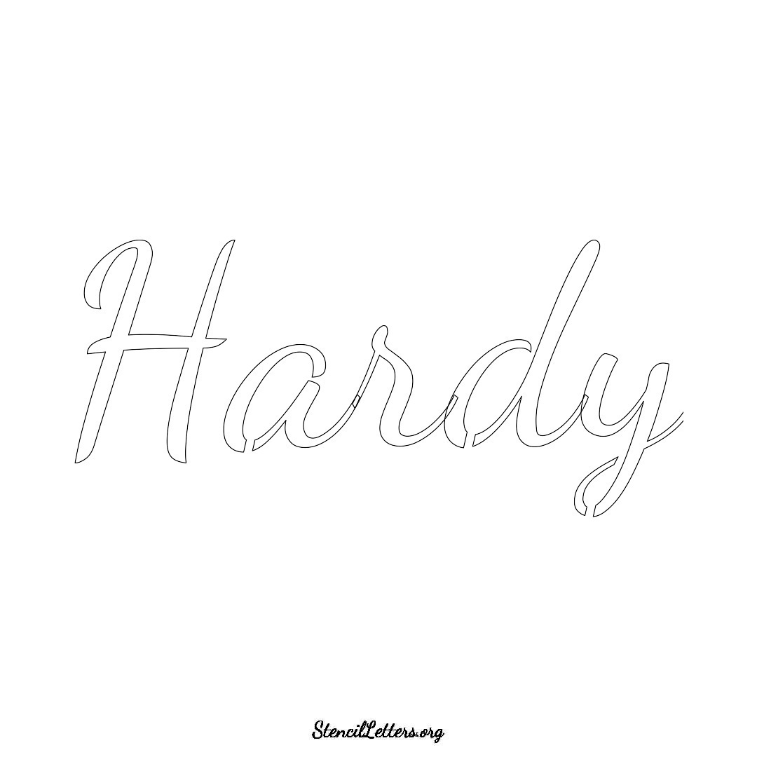 Hardy name stencil in Cursive Script Lettering