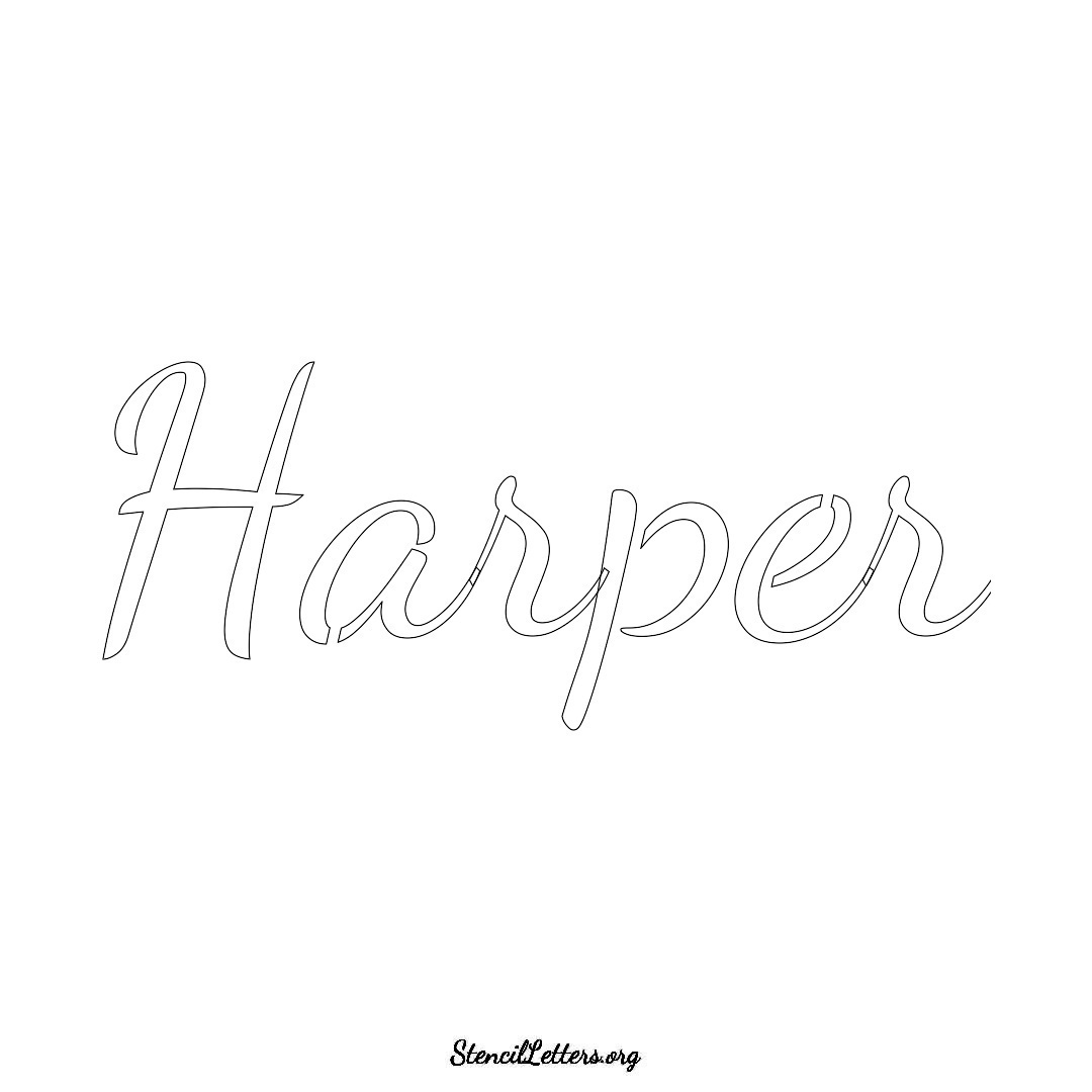 Harper name stencil in Cursive Script Lettering