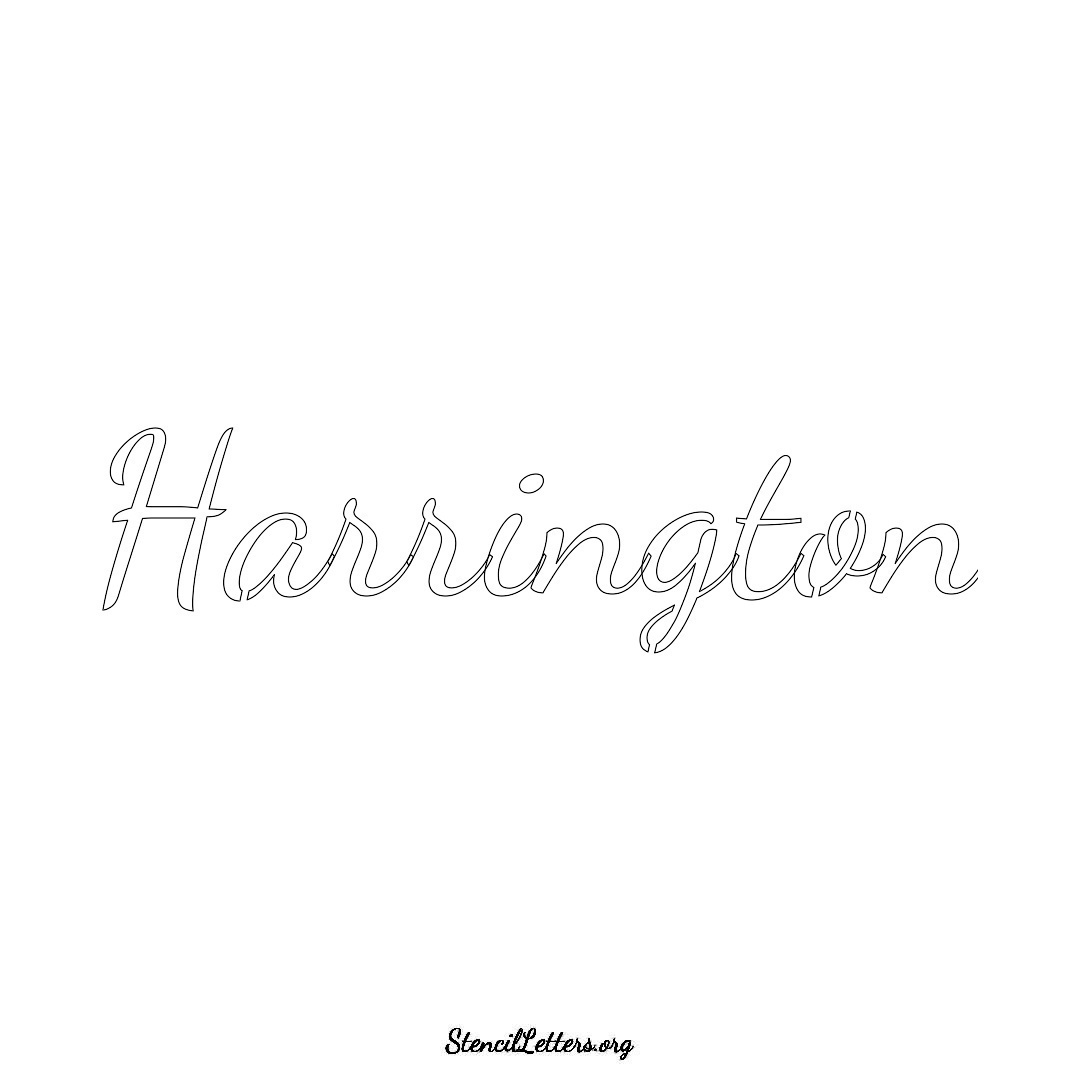 Harrington name stencil in Cursive Script Lettering