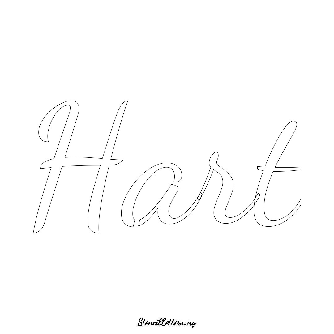 Hart name stencil in Cursive Script Lettering