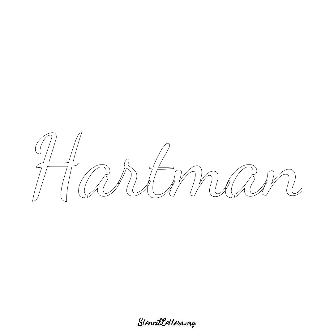 Hartman name stencil in Cursive Script Lettering