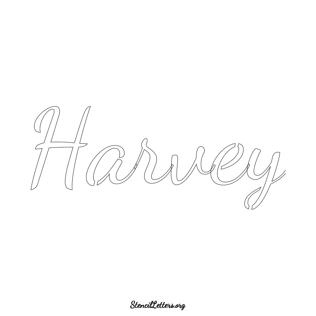 Harvey name stencil in Cursive Script Lettering