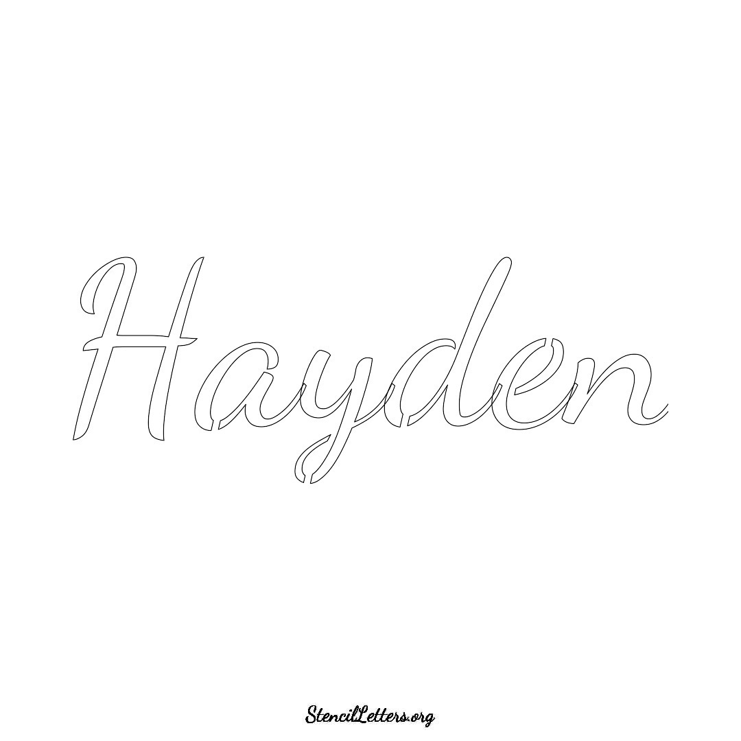 Hayden name stencil in Cursive Script Lettering