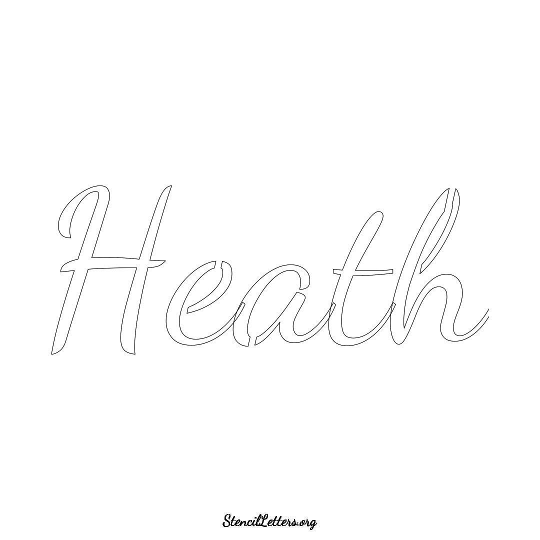 Heath name stencil in Cursive Script Lettering