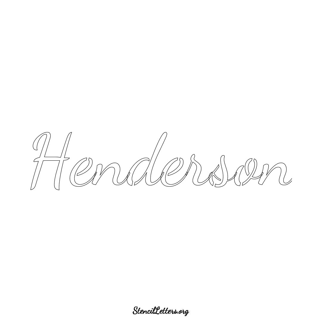 Henderson name stencil in Cursive Script Lettering