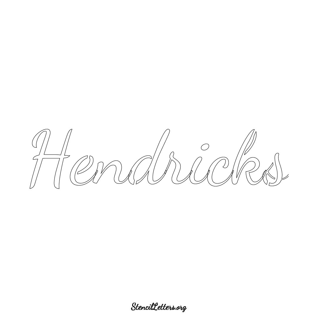 Hendricks name stencil in Cursive Script Lettering