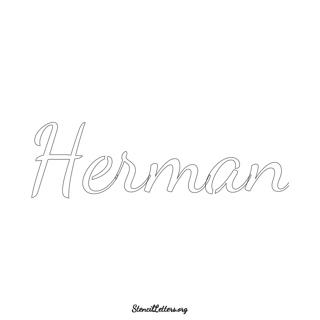 Herman name stencil in Cursive Script Lettering