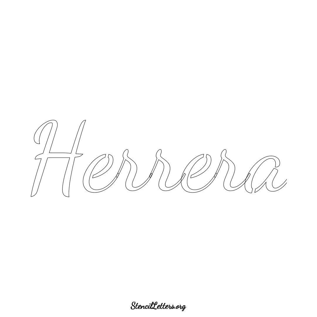 Herrera name stencil in Cursive Script Lettering