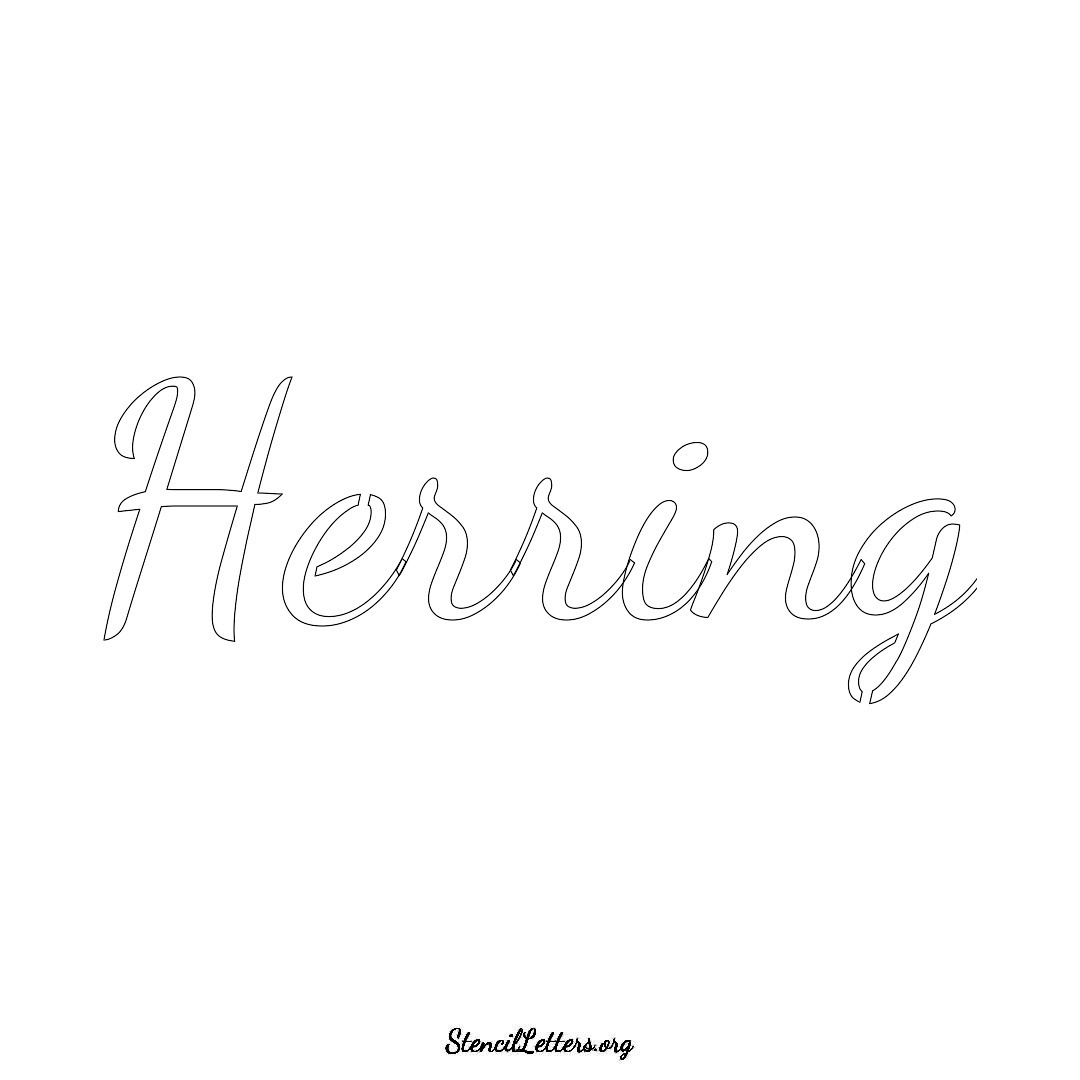 Herring name stencil in Cursive Script Lettering