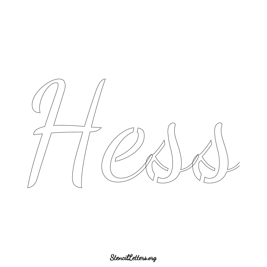 Hess name stencil in Cursive Script Lettering