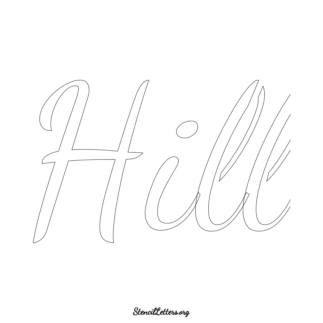 Hill name stencil in Cursive Script Lettering