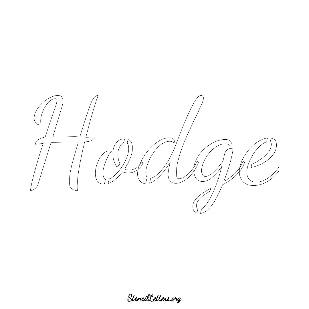 Hodge name stencil in Cursive Script Lettering