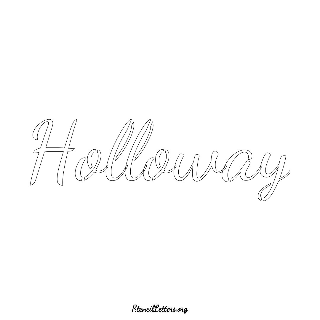 Holloway name stencil in Cursive Script Lettering