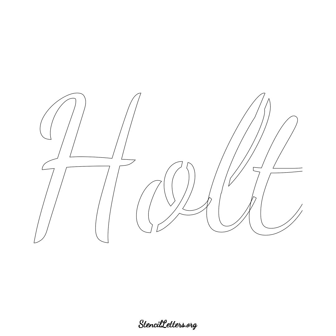 Holt name stencil in Cursive Script Lettering