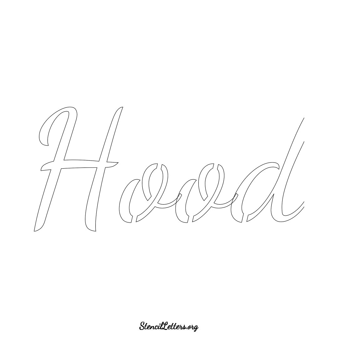 Hood name stencil in Cursive Script Lettering