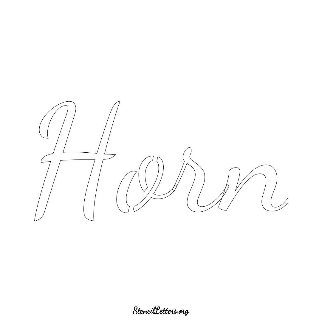 Horn name stencil in Cursive Script Lettering