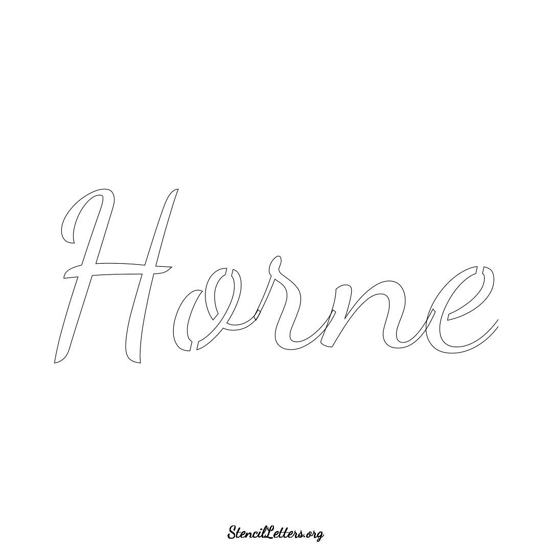 Horne name stencil in Cursive Script Lettering