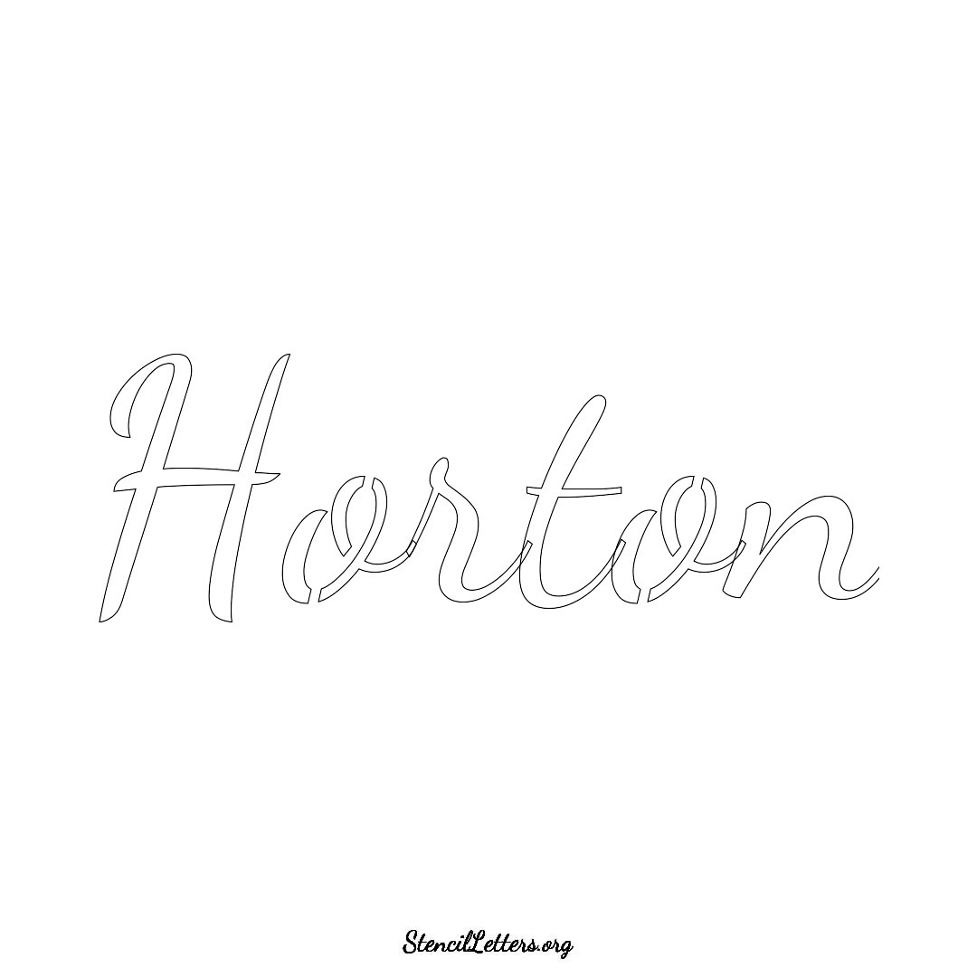 Horton name stencil in Cursive Script Lettering