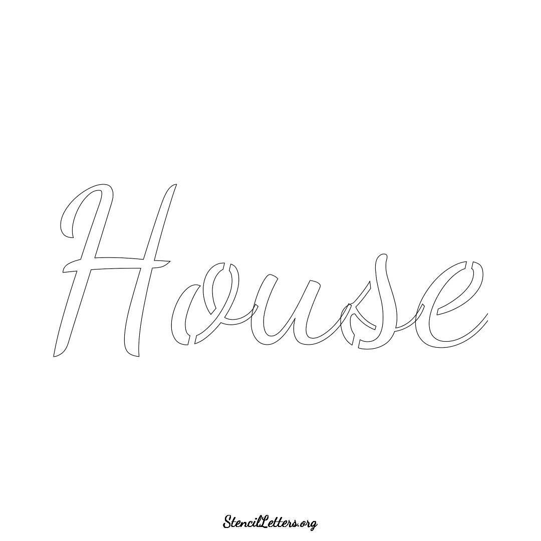 House name stencil in Cursive Script Lettering