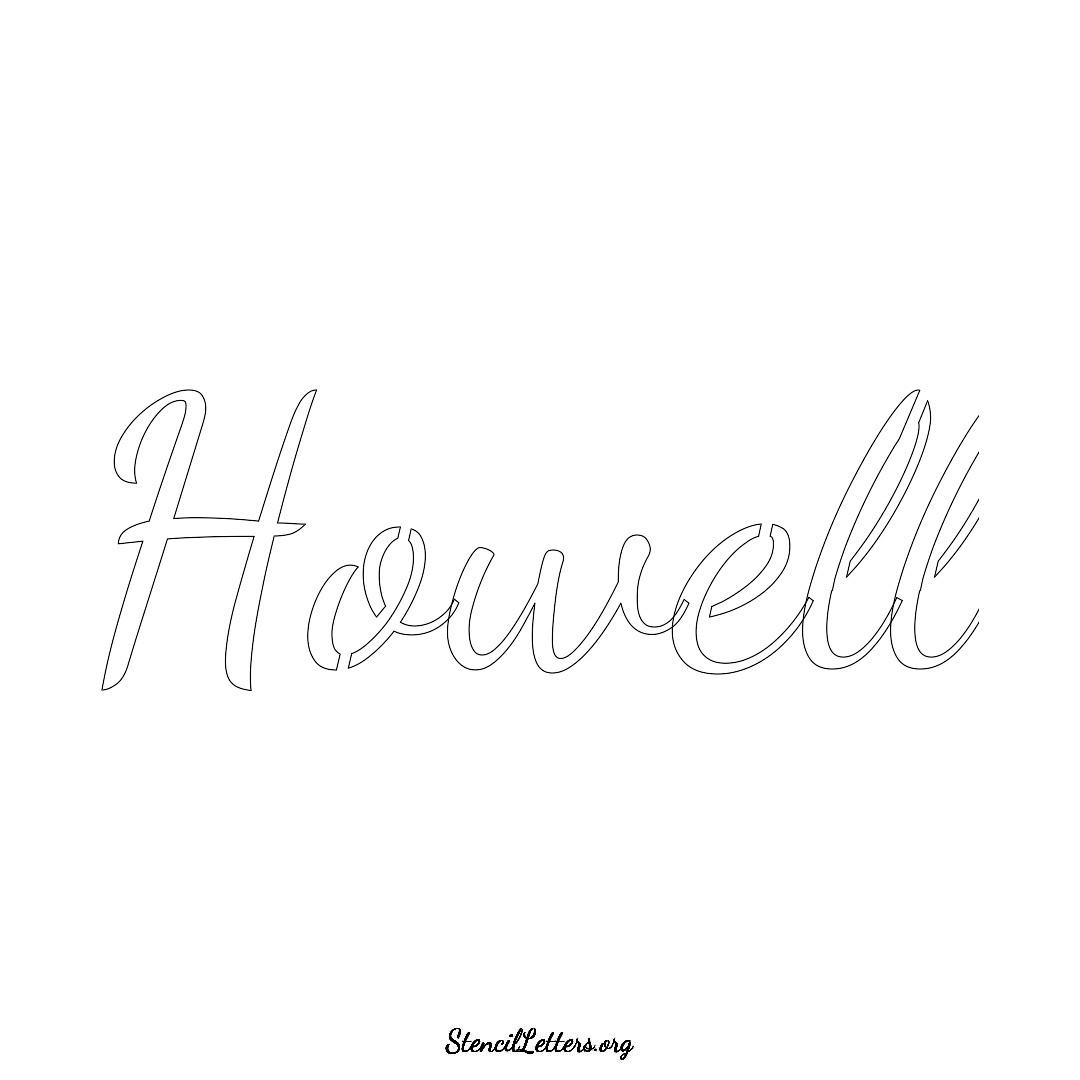 Howell name stencil in Cursive Script Lettering