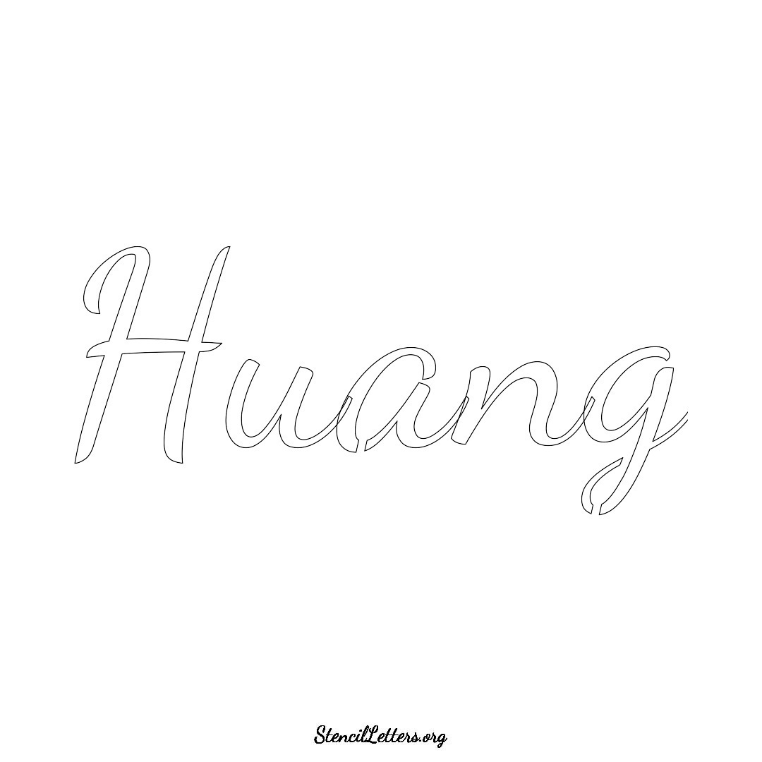 Huang name stencil in Cursive Script Lettering