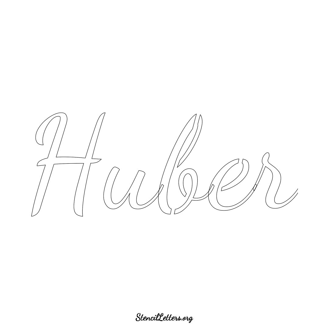 Huber name stencil in Cursive Script Lettering