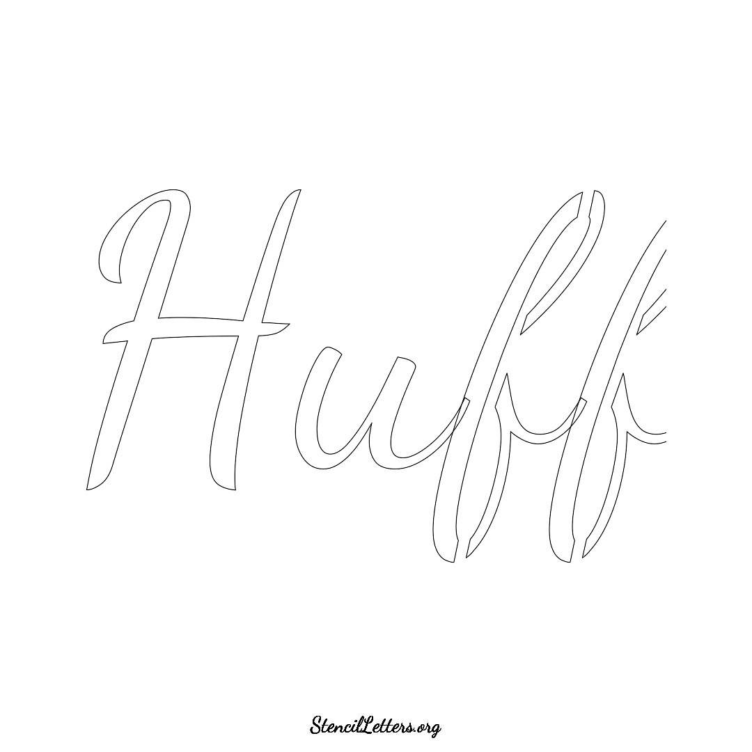 Huff name stencil in Cursive Script Lettering