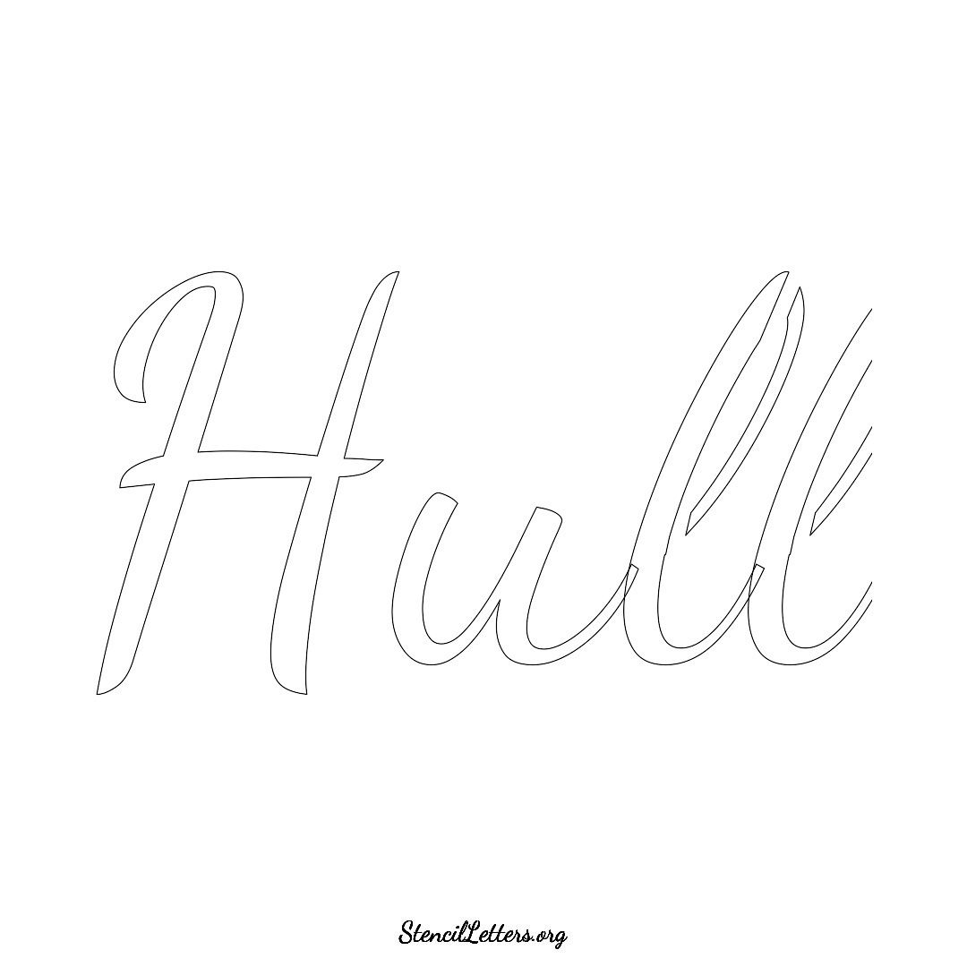 Hull name stencil in Cursive Script Lettering