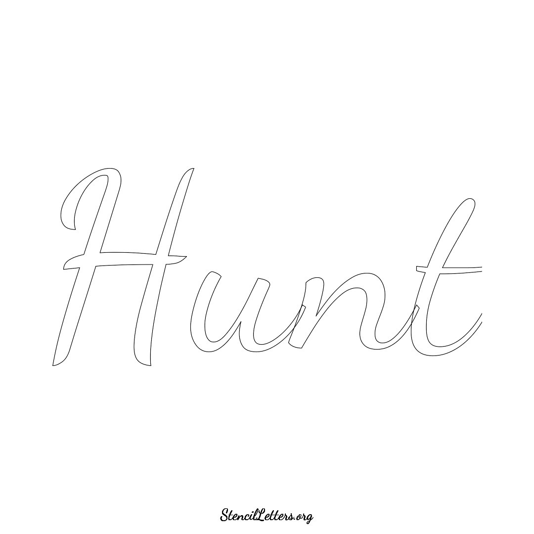 Hunt name stencil in Cursive Script Lettering