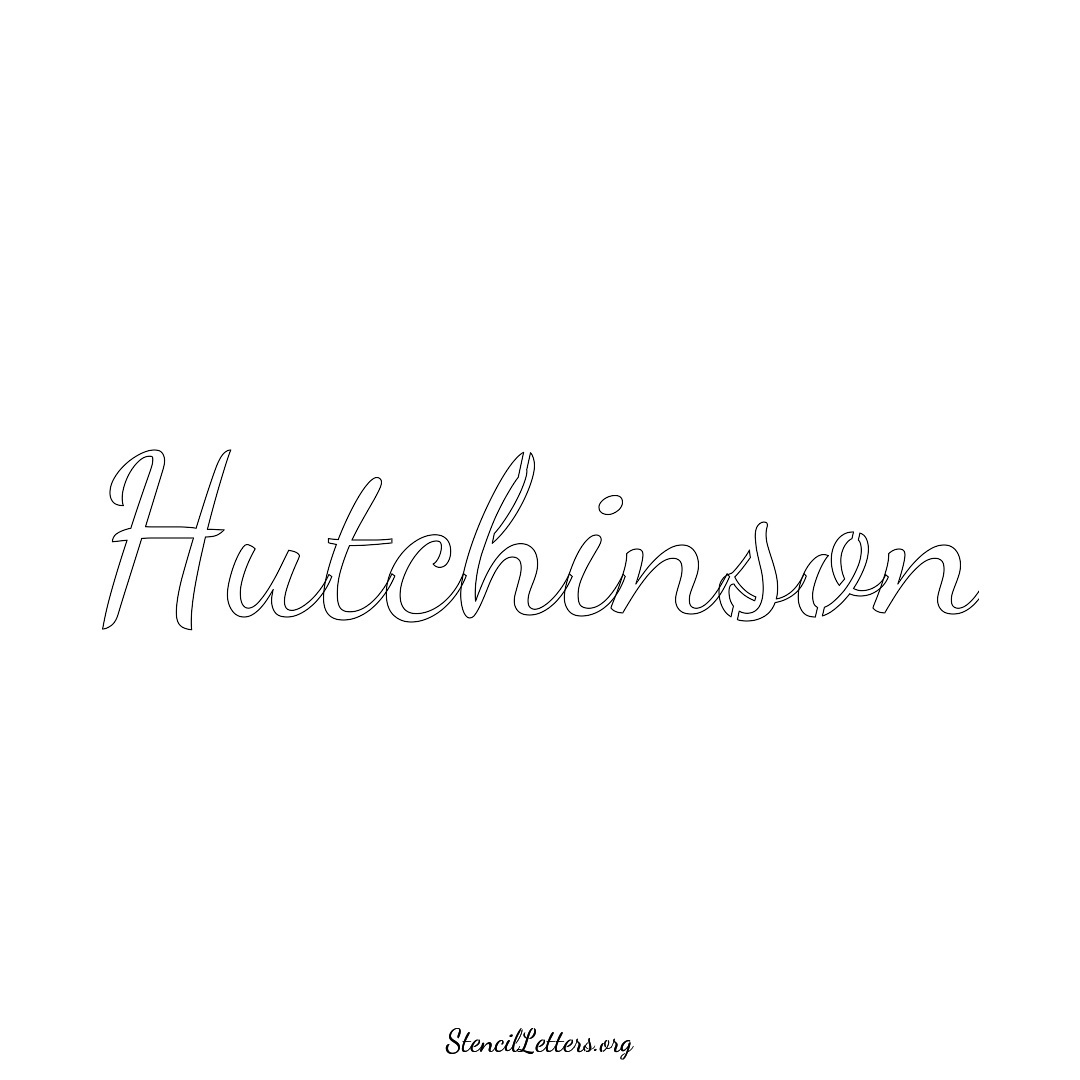 Hutchinson name stencil in Cursive Script Lettering